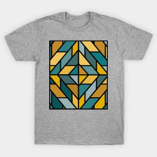 Geometric Pattern Tiles in Mustard Yellow and Teal T-Shirt